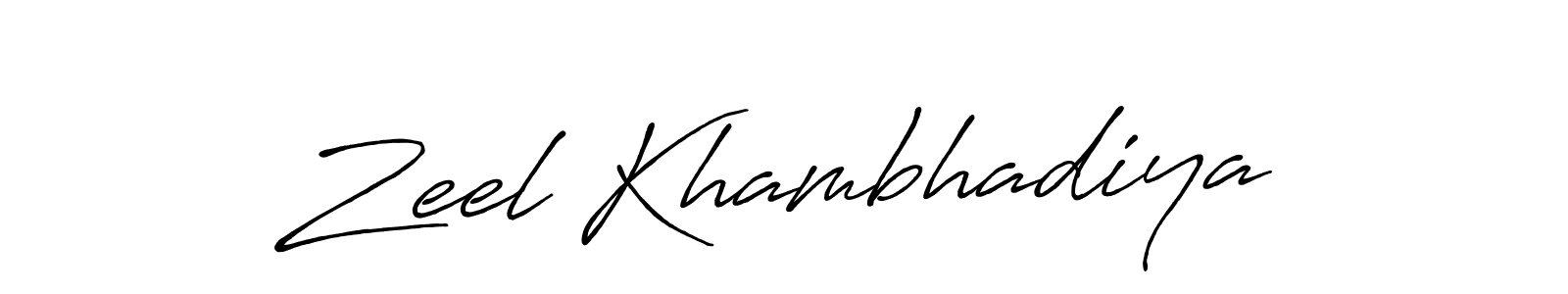 Create a beautiful signature design for name Zeel Khambhadiya. With this signature (Antro_Vectra_Bolder) fonts, you can make a handwritten signature for free. Zeel Khambhadiya signature style 7 images and pictures png