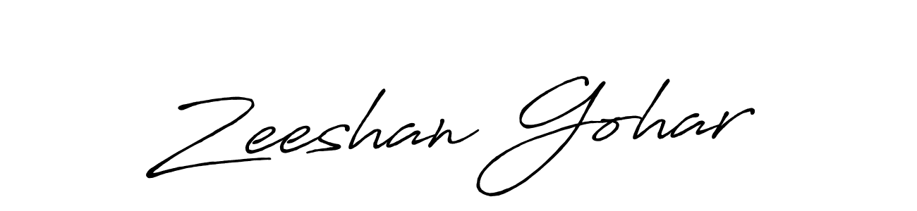 Make a beautiful signature design for name Zeeshan Gohar. With this signature (Antro_Vectra_Bolder) style, you can create a handwritten signature for free. Zeeshan Gohar signature style 7 images and pictures png