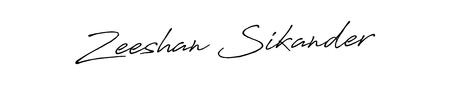 Make a beautiful signature design for name Zeeshan Sikander. With this signature (Antro_Vectra_Bolder) style, you can create a handwritten signature for free. Zeeshan Sikander signature style 7 images and pictures png