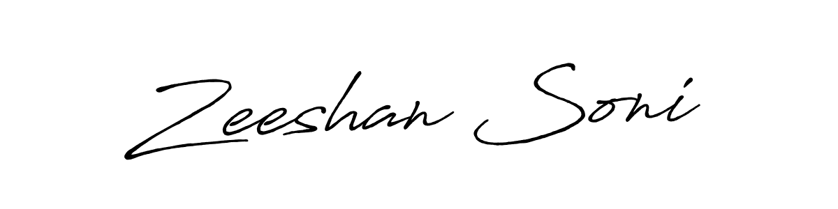 Make a beautiful signature design for name Zeeshan Soni. With this signature (Antro_Vectra_Bolder) style, you can create a handwritten signature for free. Zeeshan Soni signature style 7 images and pictures png