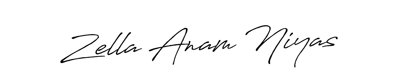 Create a beautiful signature design for name Zella Anam Niyas. With this signature (Antro_Vectra_Bolder) fonts, you can make a handwritten signature for free. Zella Anam Niyas signature style 7 images and pictures png