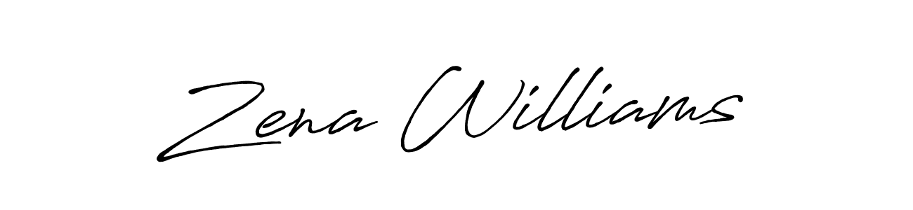 Create a beautiful signature design for name Zena Williams. With this signature (Antro_Vectra_Bolder) fonts, you can make a handwritten signature for free. Zena Williams signature style 7 images and pictures png