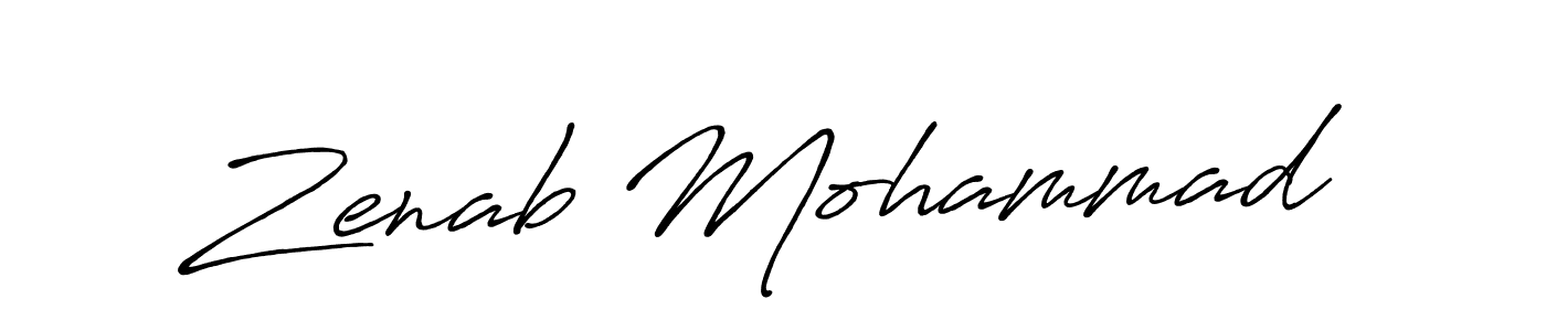 Use a signature maker to create a handwritten signature online. With this signature software, you can design (Antro_Vectra_Bolder) your own signature for name Zenab Mohammad. Zenab Mohammad signature style 7 images and pictures png