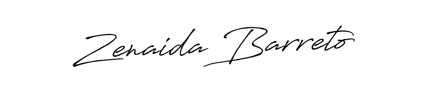 Make a beautiful signature design for name Zenaida Barreto. With this signature (Antro_Vectra_Bolder) style, you can create a handwritten signature for free. Zenaida Barreto signature style 7 images and pictures png