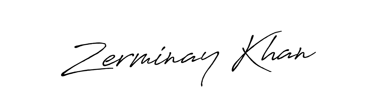 Create a beautiful signature design for name Zerminay Khan. With this signature (Antro_Vectra_Bolder) fonts, you can make a handwritten signature for free. Zerminay Khan signature style 7 images and pictures png