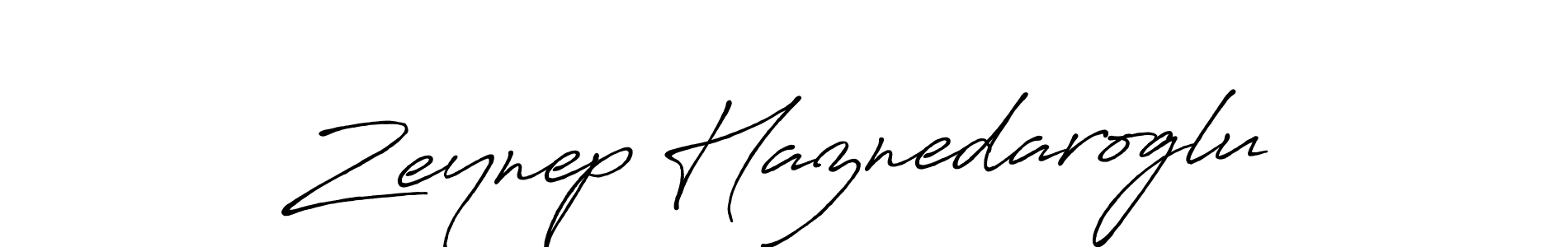 Create a beautiful signature design for name Zeynep Haznedaroglu. With this signature (Antro_Vectra_Bolder) fonts, you can make a handwritten signature for free. Zeynep Haznedaroglu signature style 7 images and pictures png