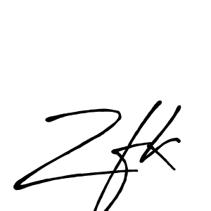 Use a signature maker to create a handwritten signature online. With this signature software, you can design (Antro_Vectra_Bolder) your own signature for name Zfk. Zfk signature style 7 images and pictures png
