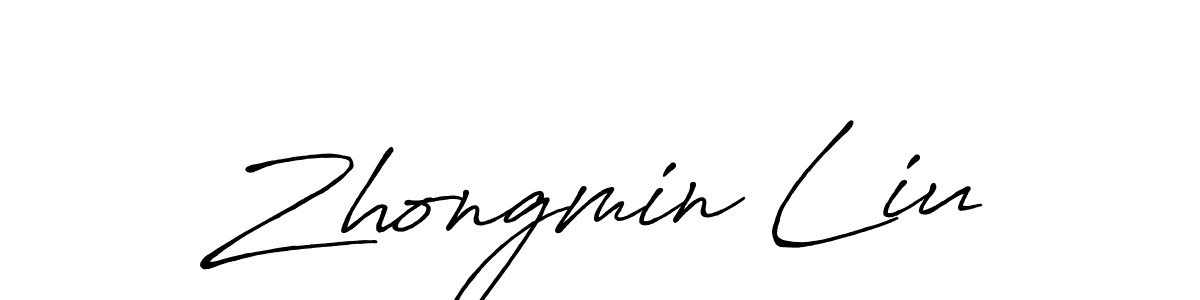 Create a beautiful signature design for name Zhongmin Liu. With this signature (Antro_Vectra_Bolder) fonts, you can make a handwritten signature for free. Zhongmin Liu signature style 7 images and pictures png