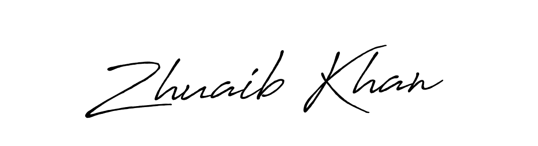 Make a beautiful signature design for name Zhuaib Khan. With this signature (Antro_Vectra_Bolder) style, you can create a handwritten signature for free. Zhuaib Khan signature style 7 images and pictures png