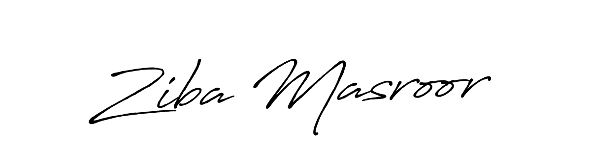 Ziba Masroor stylish signature style. Best Handwritten Sign (Antro_Vectra_Bolder) for my name. Handwritten Signature Collection Ideas for my name Ziba Masroor. Ziba Masroor signature style 7 images and pictures png