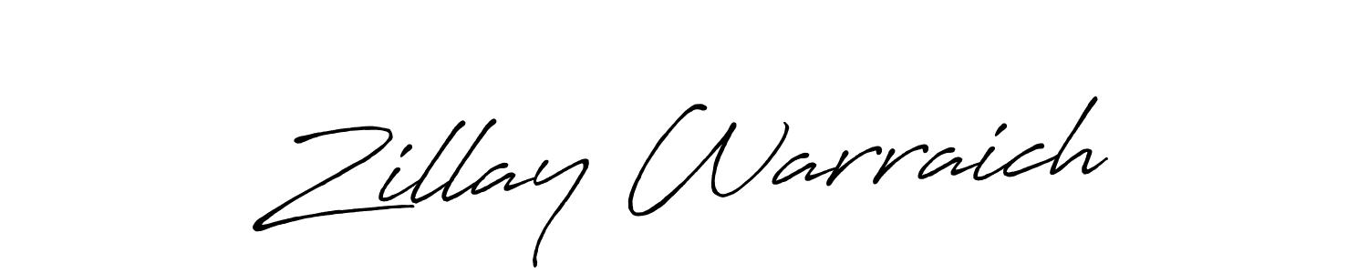 The best way (Antro_Vectra_Bolder) to make a short signature is to pick only two or three words in your name. The name Zillay Warraich include a total of six letters. For converting this name. Zillay Warraich signature style 7 images and pictures png