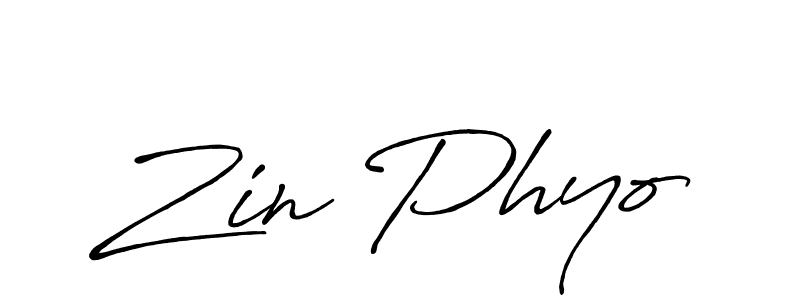 How to make Zin Phyo name signature. Use Antro_Vectra_Bolder style for creating short signs online. This is the latest handwritten sign. Zin Phyo signature style 7 images and pictures png