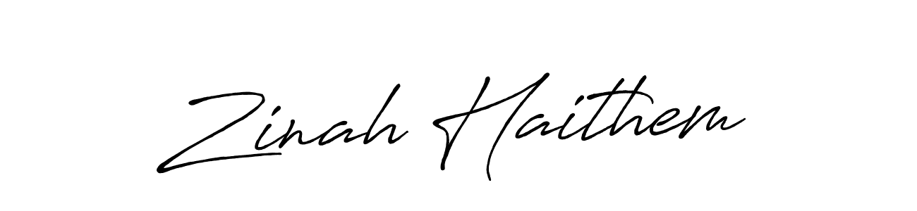 Zinah Haithem stylish signature style. Best Handwritten Sign (Antro_Vectra_Bolder) for my name. Handwritten Signature Collection Ideas for my name Zinah Haithem. Zinah Haithem signature style 7 images and pictures png