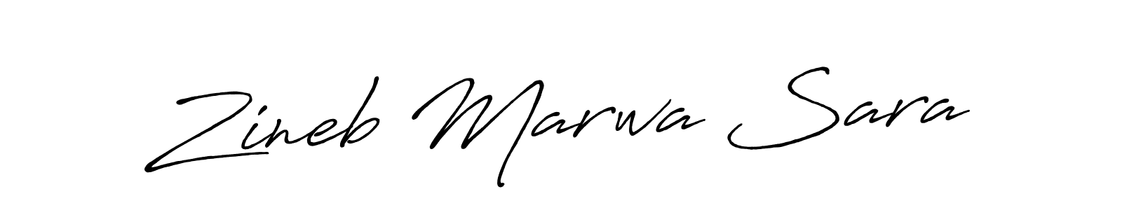 if you are searching for the best signature style for your name Zineb Marwa Sara. so please give up your signature search. here we have designed multiple signature styles  using Antro_Vectra_Bolder. Zineb Marwa Sara signature style 7 images and pictures png