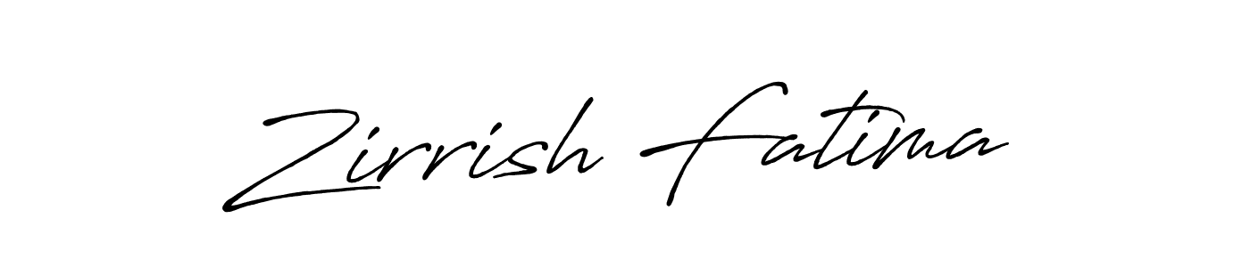 How to make Zirrish Fatima name signature. Use Antro_Vectra_Bolder style for creating short signs online. This is the latest handwritten sign. Zirrish Fatima signature style 7 images and pictures png
