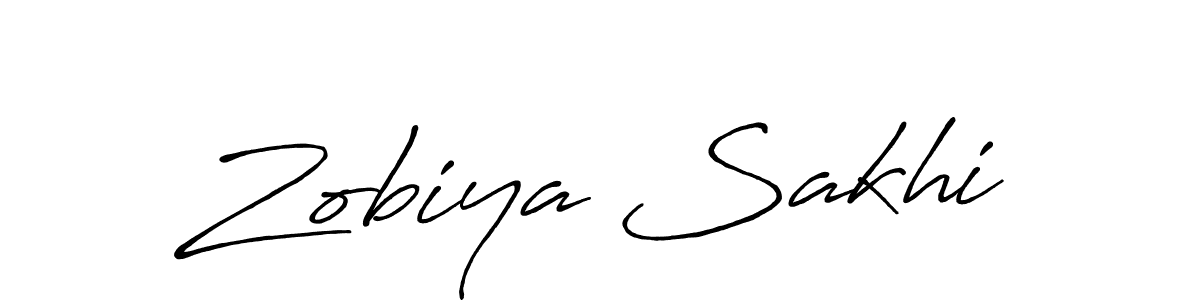 How to make Zobiya Sakhi name signature. Use Antro_Vectra_Bolder style for creating short signs online. This is the latest handwritten sign. Zobiya Sakhi signature style 7 images and pictures png