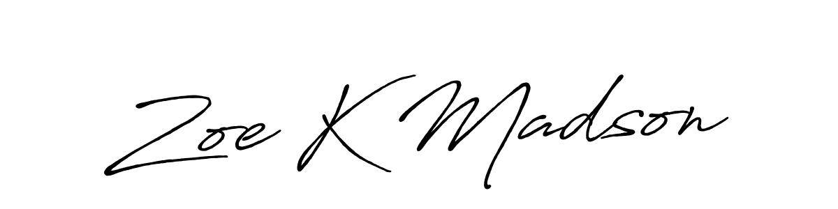 The best way (Antro_Vectra_Bolder) to make a short signature is to pick only two or three words in your name. The name Zoe K Madson include a total of six letters. For converting this name. Zoe K Madson signature style 7 images and pictures png
