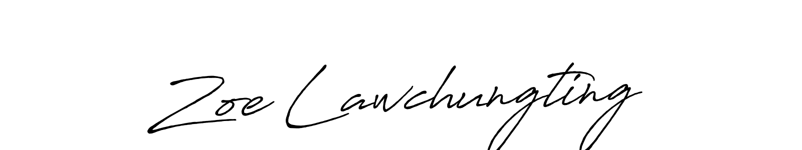 How to make Zoe Lawchungting name signature. Use Antro_Vectra_Bolder style for creating short signs online. This is the latest handwritten sign. Zoe Lawchungting signature style 7 images and pictures png