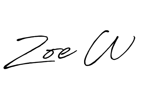 Antro_Vectra_Bolder is a professional signature style that is perfect for those who want to add a touch of class to their signature. It is also a great choice for those who want to make their signature more unique. Get Zoe W name to fancy signature for free. Zoe W signature style 7 images and pictures png