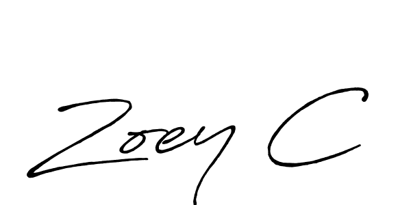 How to make Zoey C name signature. Use Antro_Vectra_Bolder style for creating short signs online. This is the latest handwritten sign. Zoey C signature style 7 images and pictures png