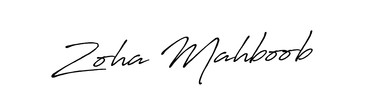 Zoha Mahboob stylish signature style. Best Handwritten Sign (Antro_Vectra_Bolder) for my name. Handwritten Signature Collection Ideas for my name Zoha Mahboob. Zoha Mahboob signature style 7 images and pictures png