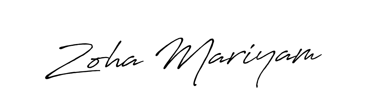 Zoha Mariyam stylish signature style. Best Handwritten Sign (Antro_Vectra_Bolder) for my name. Handwritten Signature Collection Ideas for my name Zoha Mariyam. Zoha Mariyam signature style 7 images and pictures png