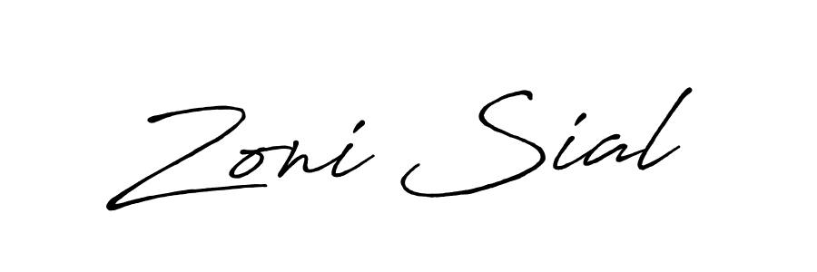 Make a beautiful signature design for name Zoni Sial. With this signature (Antro_Vectra_Bolder) style, you can create a handwritten signature for free. Zoni Sial signature style 7 images and pictures png