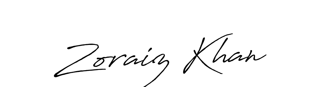 Create a beautiful signature design for name Zoraiz Khan. With this signature (Antro_Vectra_Bolder) fonts, you can make a handwritten signature for free. Zoraiz Khan signature style 7 images and pictures png