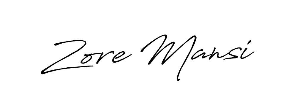 Make a beautiful signature design for name Zore Mansi. With this signature (Antro_Vectra_Bolder) style, you can create a handwritten signature for free. Zore Mansi signature style 7 images and pictures png