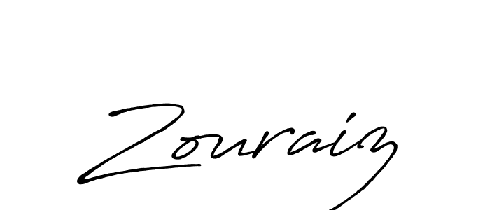 How to make Zouraiz name signature. Use Antro_Vectra_Bolder style for creating short signs online. This is the latest handwritten sign. Zouraiz signature style 7 images and pictures png