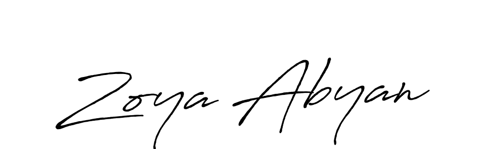 How to make Zoya Abyan name signature. Use Antro_Vectra_Bolder style for creating short signs online. This is the latest handwritten sign. Zoya Abyan signature style 7 images and pictures png