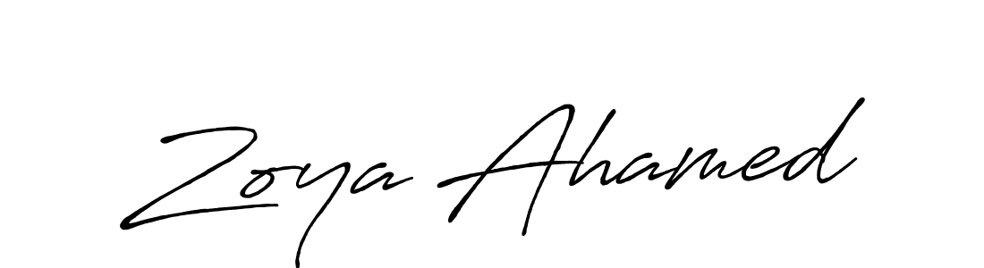 Use a signature maker to create a handwritten signature online. With this signature software, you can design (Antro_Vectra_Bolder) your own signature for name Zoya Ahamed. Zoya Ahamed signature style 7 images and pictures png