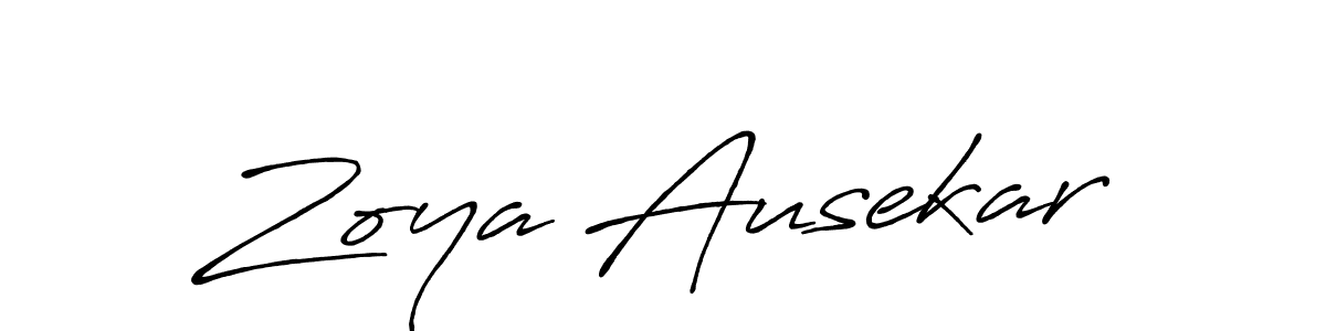 How to make Zoya Ausekar name signature. Use Antro_Vectra_Bolder style for creating short signs online. This is the latest handwritten sign. Zoya Ausekar signature style 7 images and pictures png