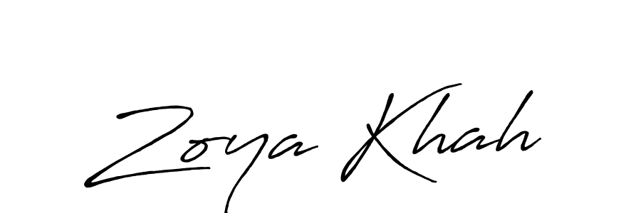 The best way (Antro_Vectra_Bolder) to make a short signature is to pick only two or three words in your name. The name Zoya Khah include a total of six letters. For converting this name. Zoya Khah signature style 7 images and pictures png