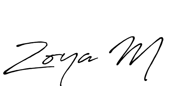 Similarly Antro_Vectra_Bolder is the best handwritten signature design. Signature creator online .You can use it as an online autograph creator for name Zoya M. Zoya M signature style 7 images and pictures png