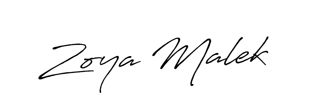 You should practise on your own different ways (Antro_Vectra_Bolder) to write your name (Zoya Malek) in signature. don't let someone else do it for you. Zoya Malek signature style 7 images and pictures png
