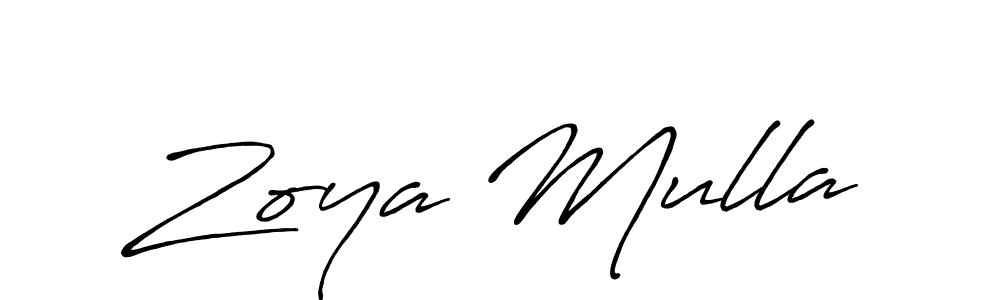 Create a beautiful signature design for name Zoya Mulla. With this signature (Antro_Vectra_Bolder) fonts, you can make a handwritten signature for free. Zoya Mulla signature style 7 images and pictures png