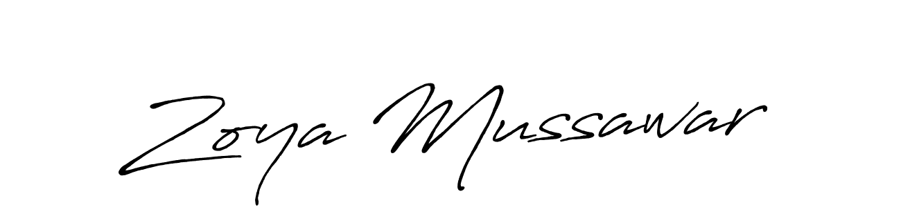 Make a beautiful signature design for name Zoya Mussawar. With this signature (Antro_Vectra_Bolder) style, you can create a handwritten signature for free. Zoya Mussawar signature style 7 images and pictures png