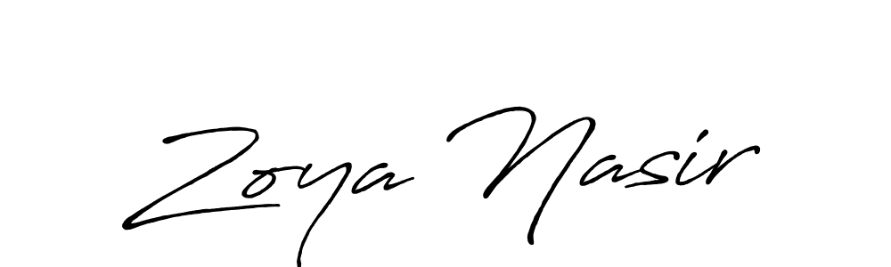 Make a beautiful signature design for name Zoya Nasir. With this signature (Antro_Vectra_Bolder) style, you can create a handwritten signature for free. Zoya Nasir signature style 7 images and pictures png
