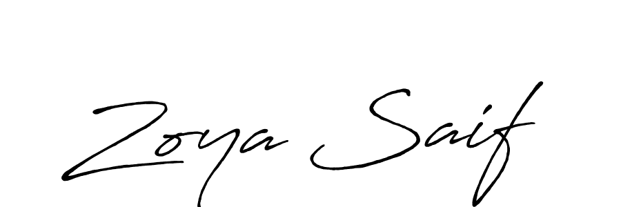 How to make Zoya Saif name signature. Use Antro_Vectra_Bolder style for creating short signs online. This is the latest handwritten sign. Zoya Saif signature style 7 images and pictures png