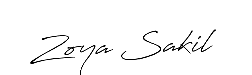 Make a beautiful signature design for name Zoya Sakil. With this signature (Antro_Vectra_Bolder) style, you can create a handwritten signature for free. Zoya Sakil signature style 7 images and pictures png