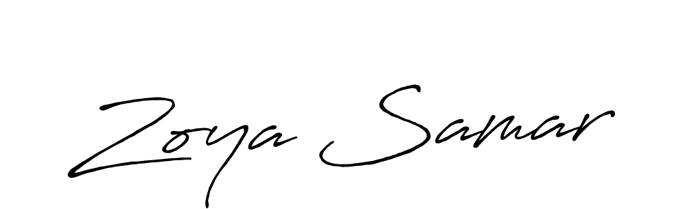 Use a signature maker to create a handwritten signature online. With this signature software, you can design (Antro_Vectra_Bolder) your own signature for name Zoya Samar. Zoya Samar signature style 7 images and pictures png