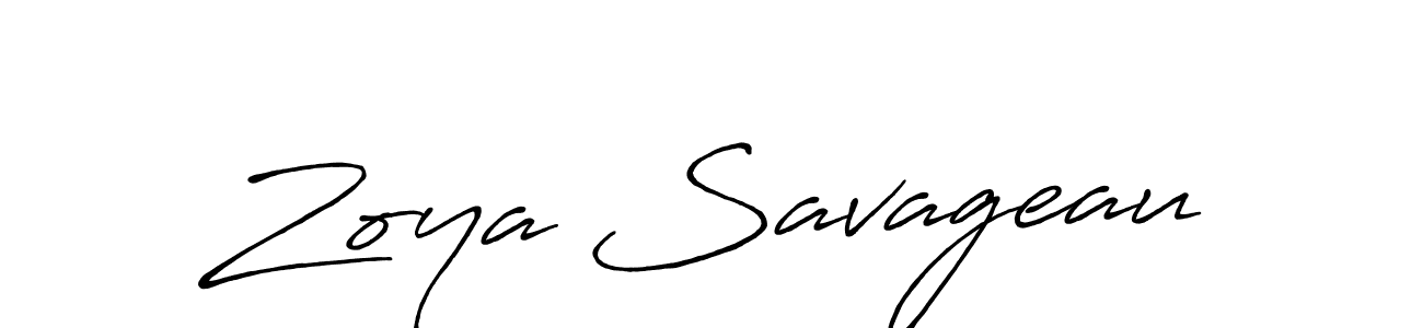 How to make Zoya Savageau name signature. Use Antro_Vectra_Bolder style for creating short signs online. This is the latest handwritten sign. Zoya Savageau signature style 7 images and pictures png