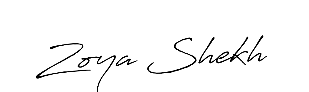 How to make Zoya Shekh name signature. Use Antro_Vectra_Bolder style for creating short signs online. This is the latest handwritten sign. Zoya Shekh signature style 7 images and pictures png
