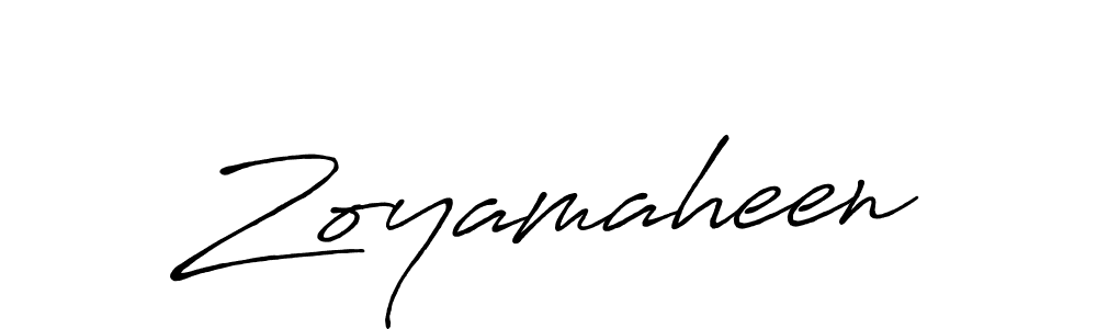 How to make Zoyamaheen name signature. Use Antro_Vectra_Bolder style for creating short signs online. This is the latest handwritten sign. Zoyamaheen signature style 7 images and pictures png