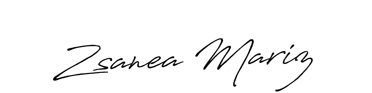 How to make Zsanea Mariz name signature. Use Antro_Vectra_Bolder style for creating short signs online. This is the latest handwritten sign. Zsanea Mariz signature style 7 images and pictures png