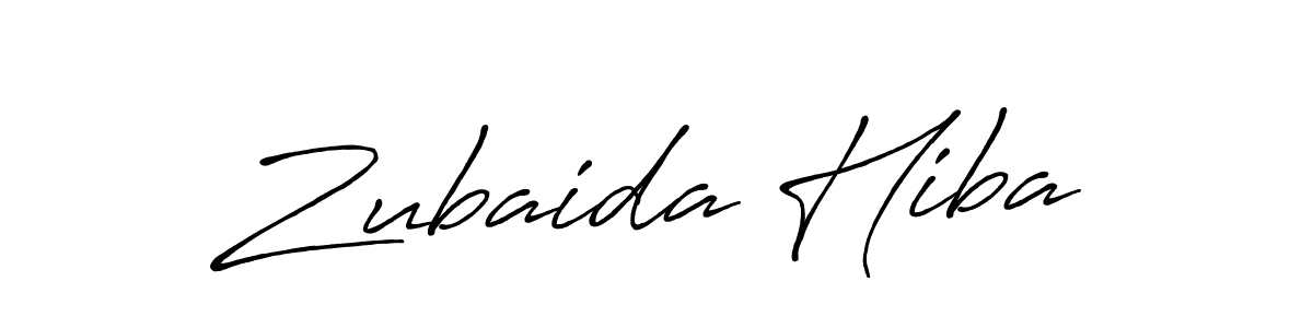 How to make Zubaida Hiba name signature. Use Antro_Vectra_Bolder style for creating short signs online. This is the latest handwritten sign. Zubaida Hiba signature style 7 images and pictures png