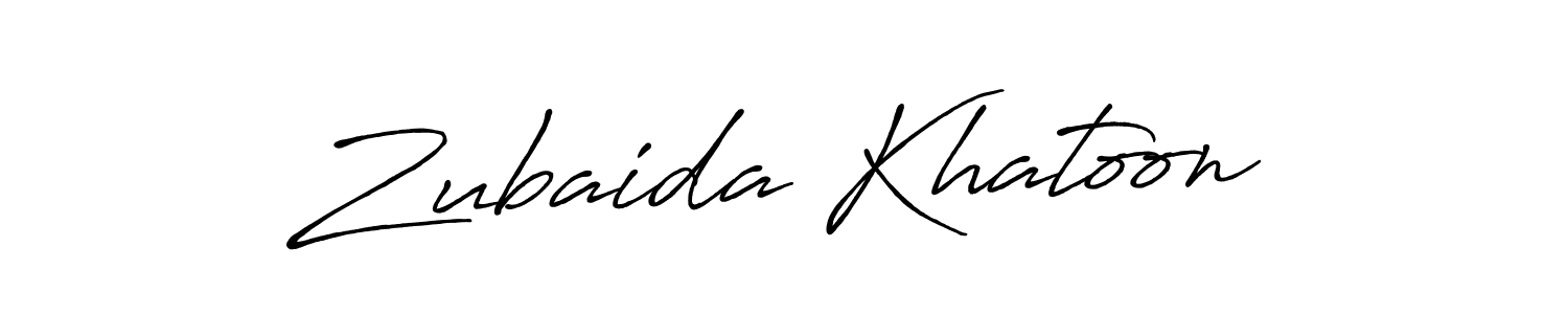Create a beautiful signature design for name Zubaida Khatoon. With this signature (Antro_Vectra_Bolder) fonts, you can make a handwritten signature for free. Zubaida Khatoon signature style 7 images and pictures png