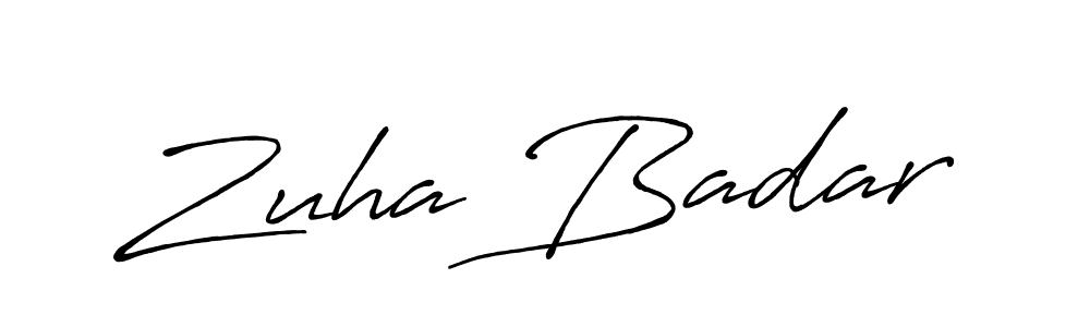 How to make Zuha Badar signature? Antro_Vectra_Bolder is a professional autograph style. Create handwritten signature for Zuha Badar name. Zuha Badar signature style 7 images and pictures png
