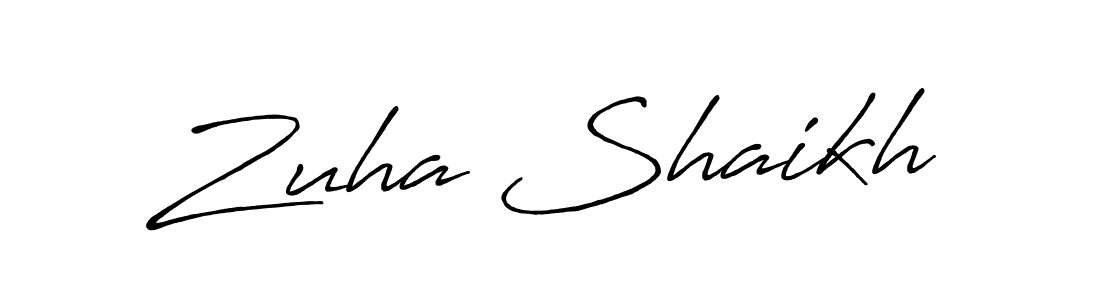 How to make Zuha Shaikh name signature. Use Antro_Vectra_Bolder style for creating short signs online. This is the latest handwritten sign. Zuha Shaikh signature style 7 images and pictures png